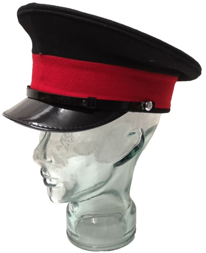 Dark Blue Red Plain Peaked Ceremonial Hat with Silver Queen's Crown 56cm
