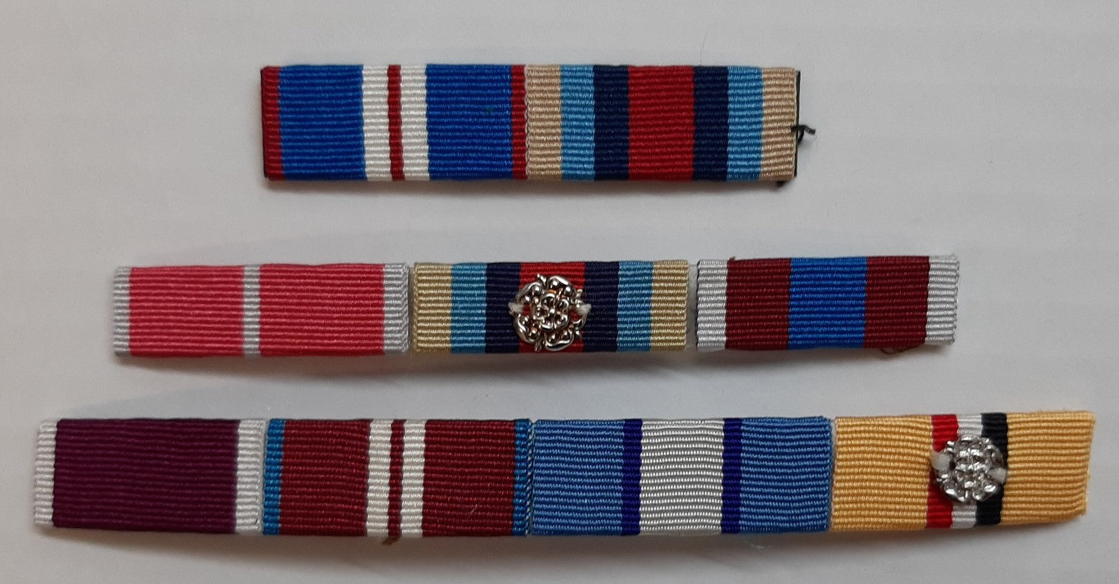 Medal Ribbons Three Rows & Rosettes No1 or No2 Dress British Uniforms