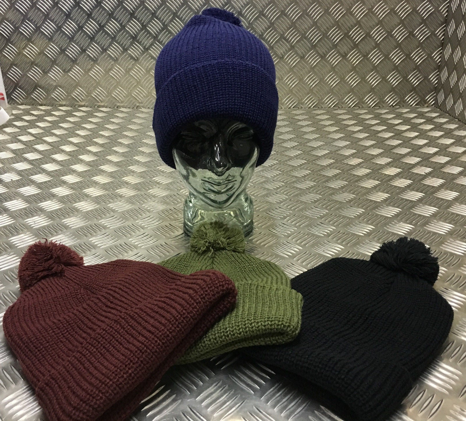 Knitted Retro Beanie Hat / Watch Cap / Ski hat with Pompom - All Colours - NEW