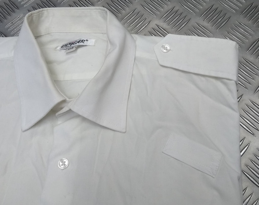 OPG White Uniform Shirt Short Sleeve With Epaulettes Collar 17.5"