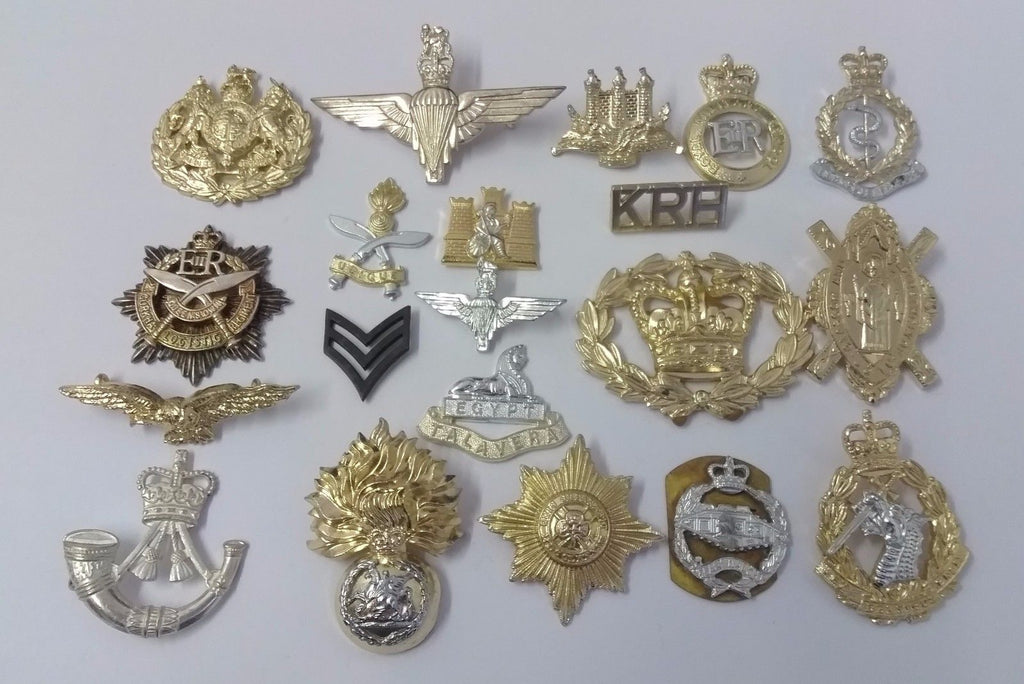 British / Other Metal Hat / Cap / Collar Badges Assorted Faulty