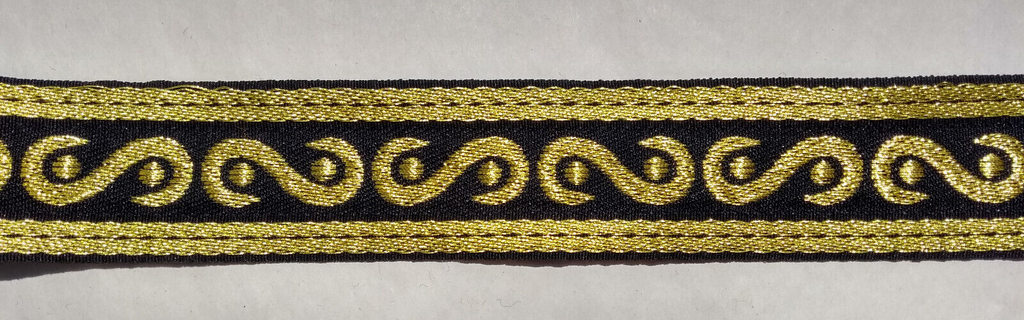 Black & Gold Decorative Lace / Band 38mm wide Genuine British Made