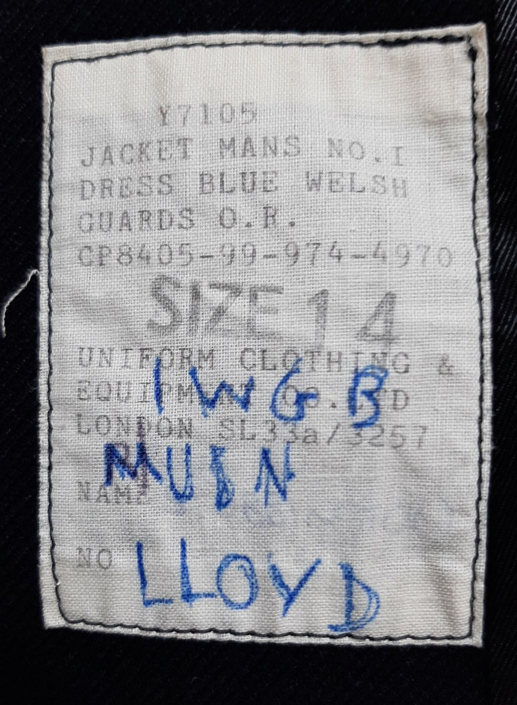 Vintage Welsh Guards Jacket British Army Blue No1 Dress No Rank Old Pattern