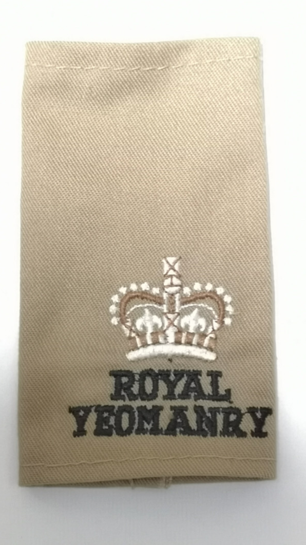 Royal Yeomanry Sand Desert Safari Major Rank Slide / Shoulder Epaulette