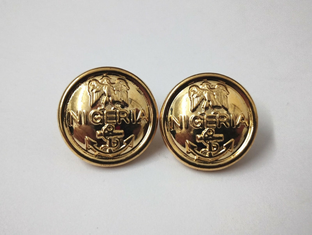 Genuine Nigerian Navy Issue Eagle and Anchor Insignia Ring Back Buttons X2 V0348