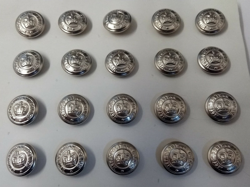 Genuine British Issue Obsolete London Met Silver Crown Buttons X 20 ASBT120