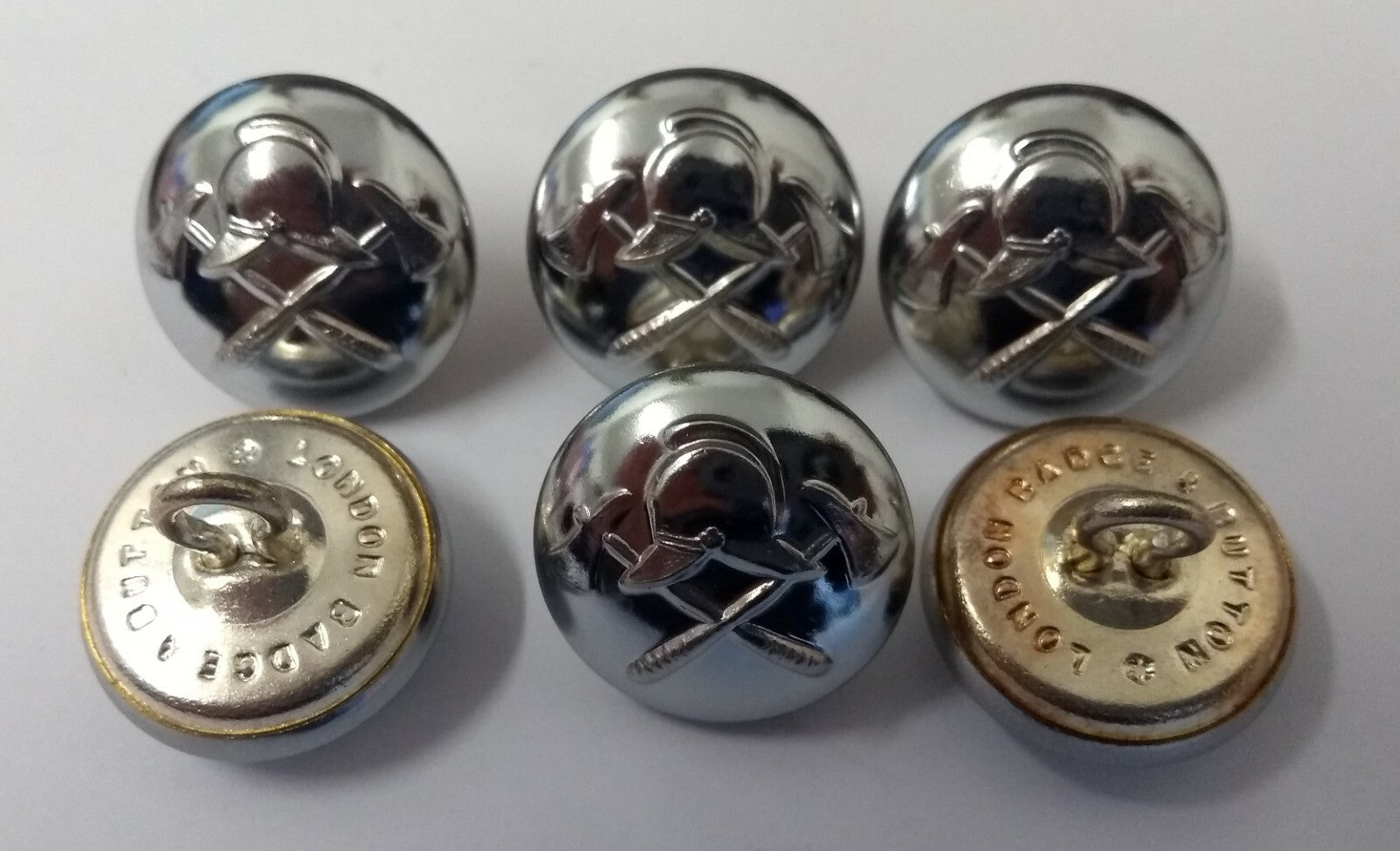 Obsolete Army Firefighters Dress Chrome Buttons 36L Ring Back Shank - NEW
