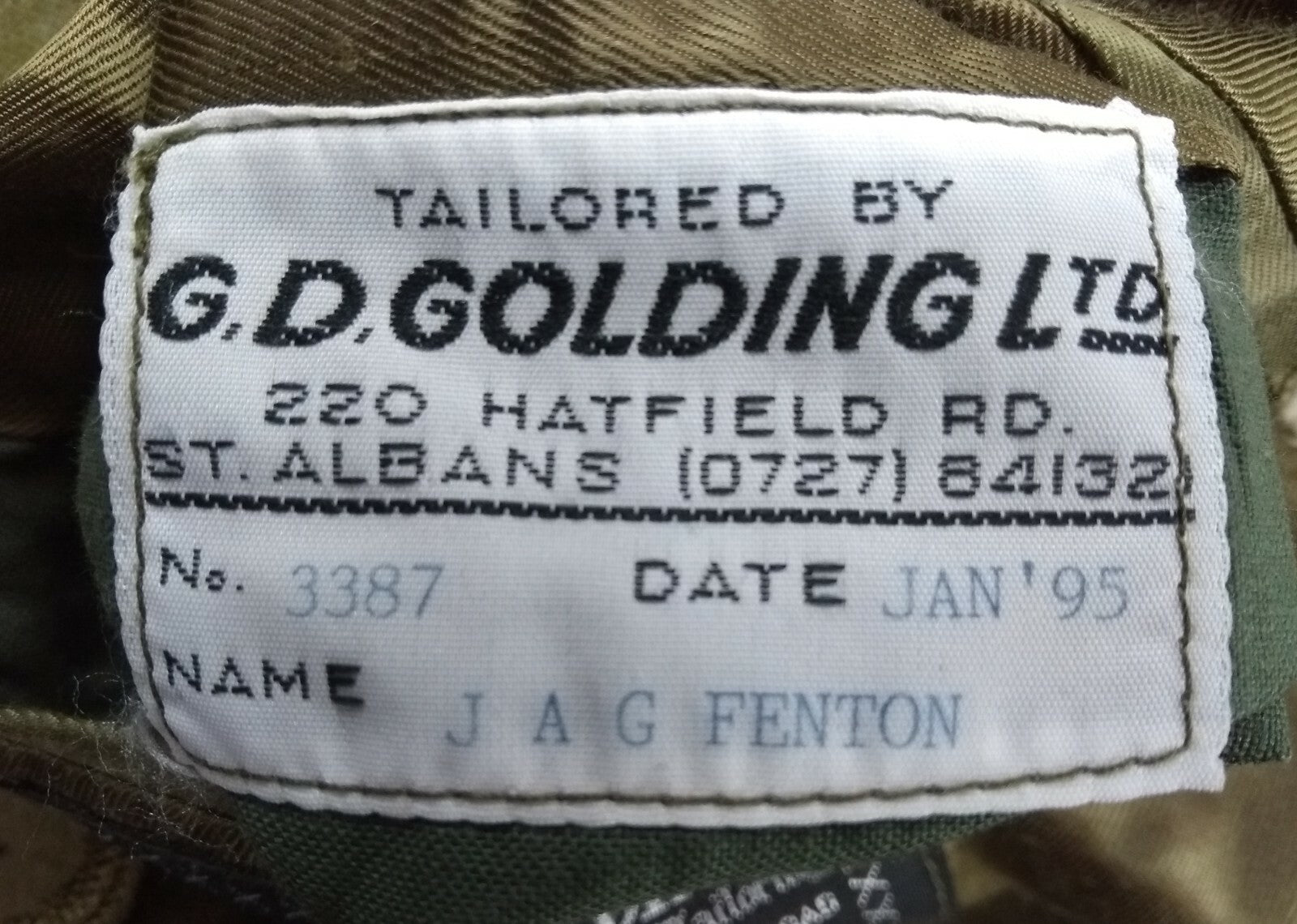 Dress Jacket British Army No2 Issue Uniform Jacket GD Golding No Buttons