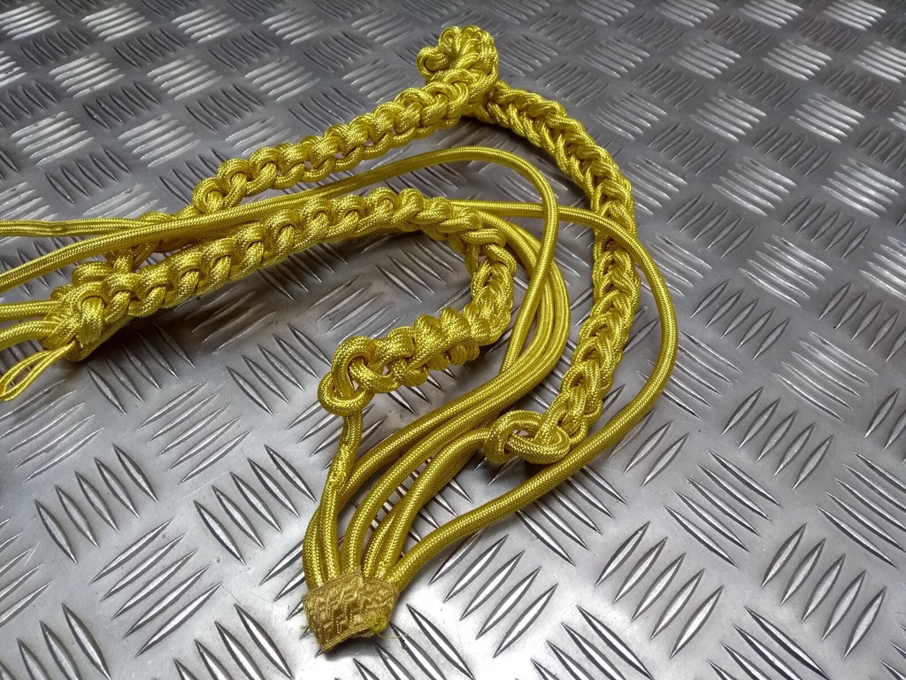 Army Ceremonial Aiguillette / Officers Lanyard Metallic Gold No Tip Ends Present