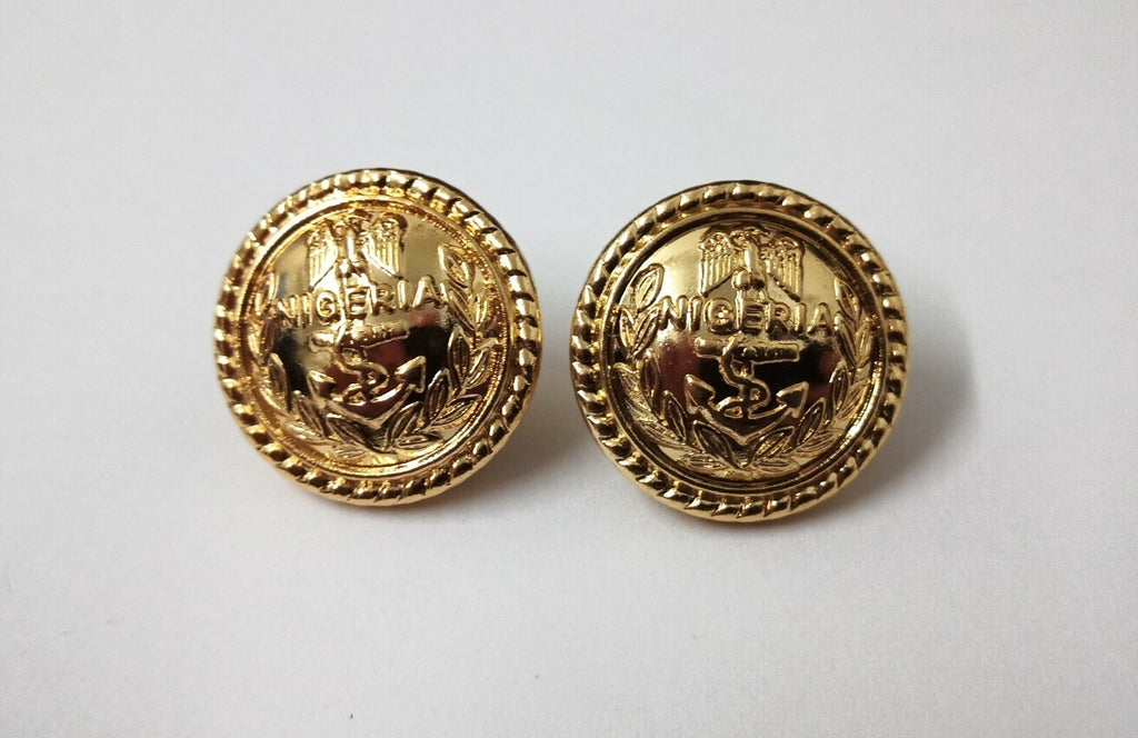 Genuine Nigerian Navy Issue Eagle and Anchor Insignia Ring Back Buttons X2 V0345