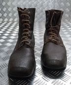 Vintage Brown Boots 1940s Pattern With 1960s Rubber Tread Sole 8 Eyelet Size 44