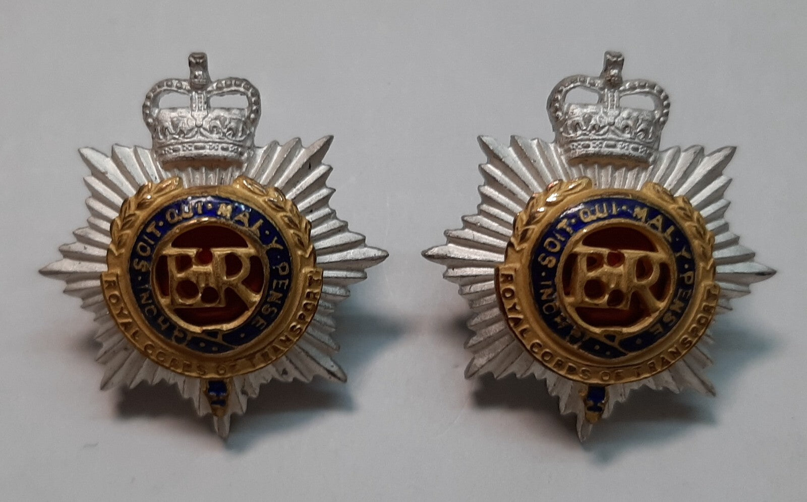 Vintage RCT Collar Badges British Army Old Pattern The Royal Corps of Transport