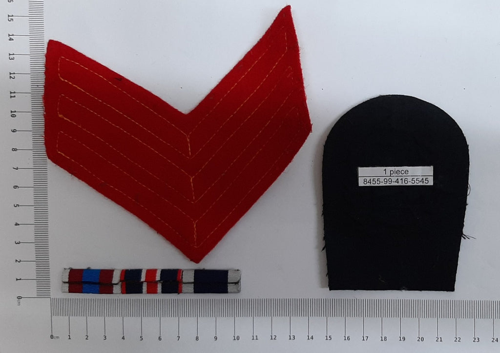 RM CSGT Badge No1 Wire Arm Patch 3 Bar Chevs and Medal Ribbon British Made R.M