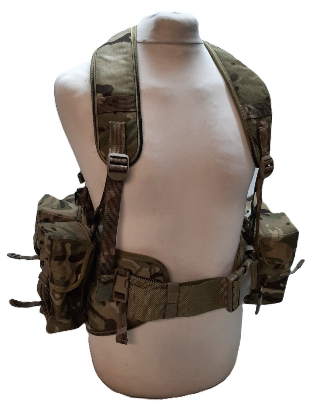 Airborne Army Webbing British Assault Camo Belt Yoke & Assorted Pouches (5)