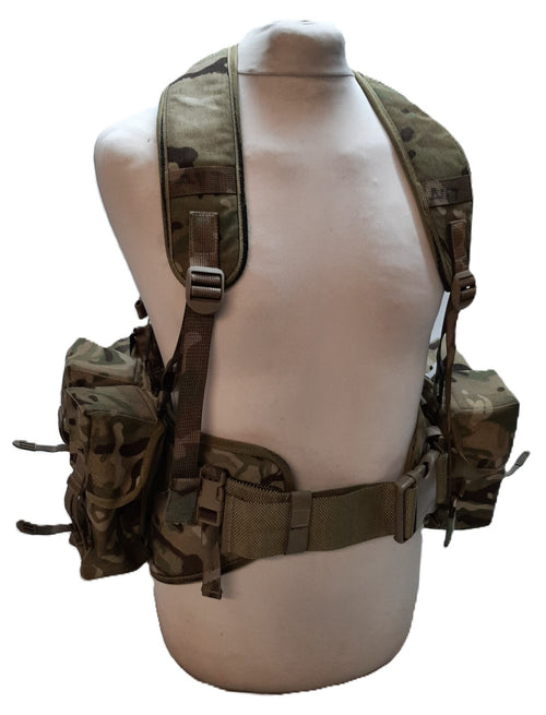 Airborne Army Webbing British Assault Camo Belt Yoke & Assorted Pouches (5)