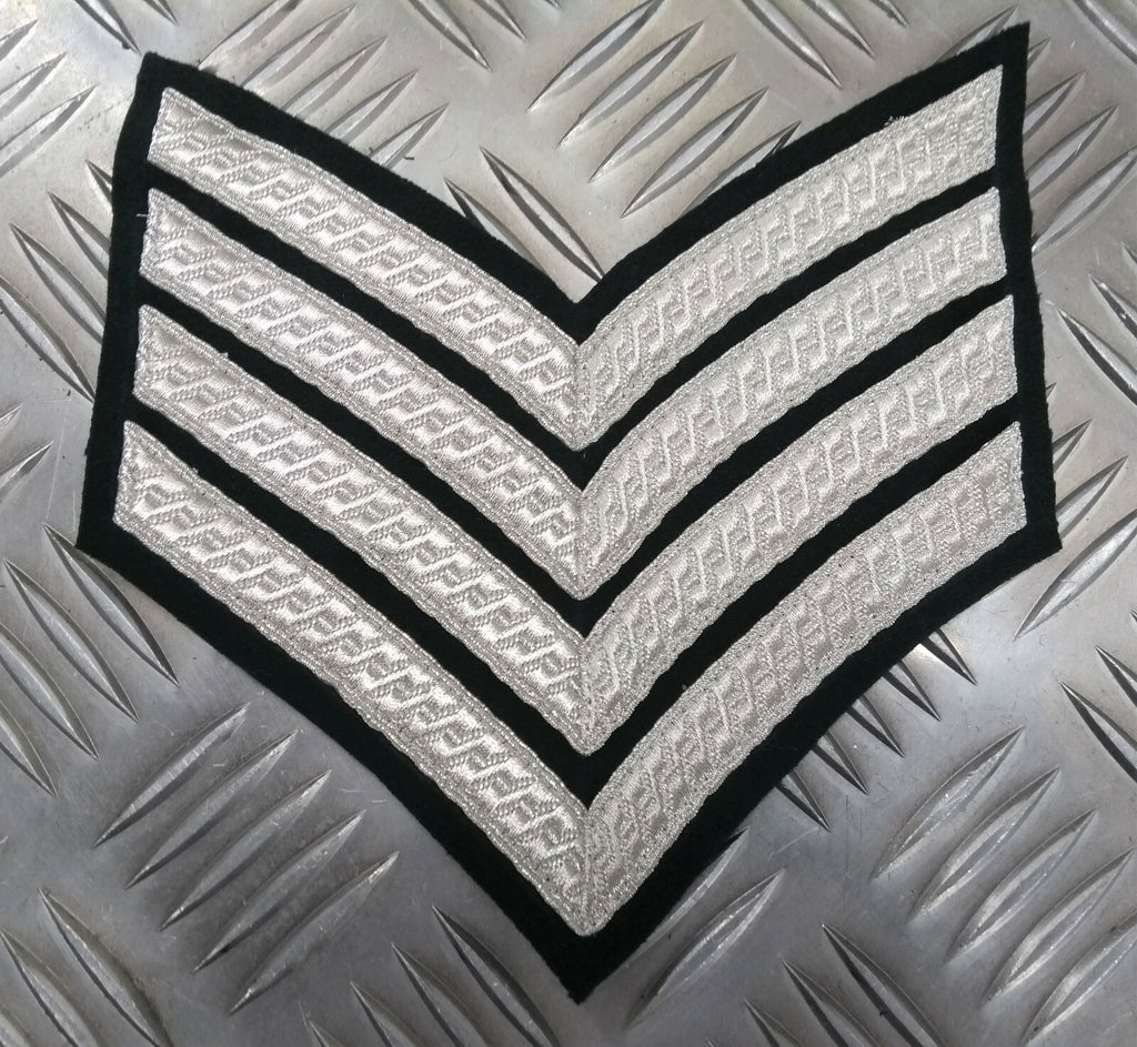 Genuine British Issue Mess Dress Rank Chevrons Silver Braid On Green