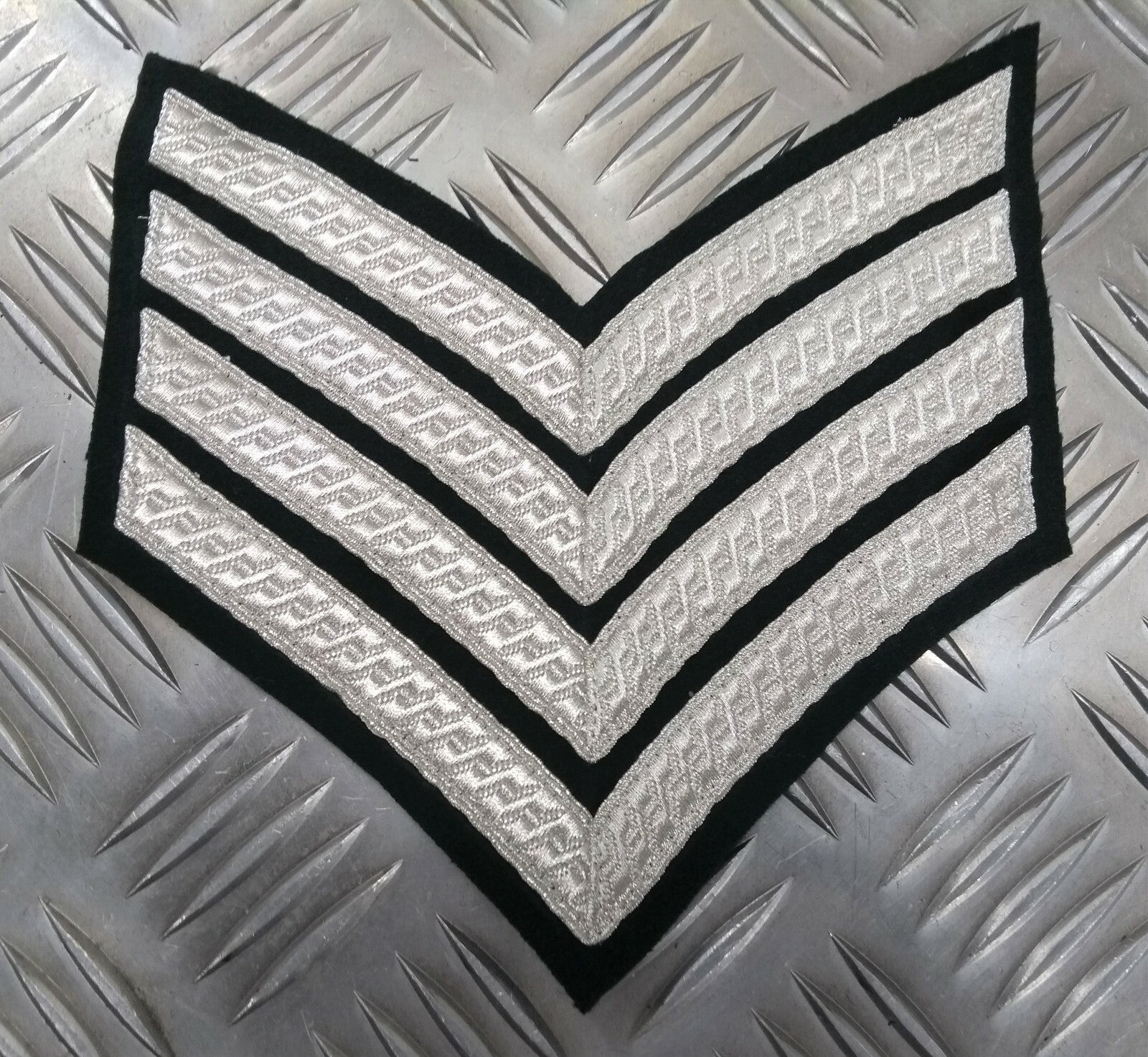 Genuine British Issue Mess Dress Rank Chevrons Silver Braid On Green
