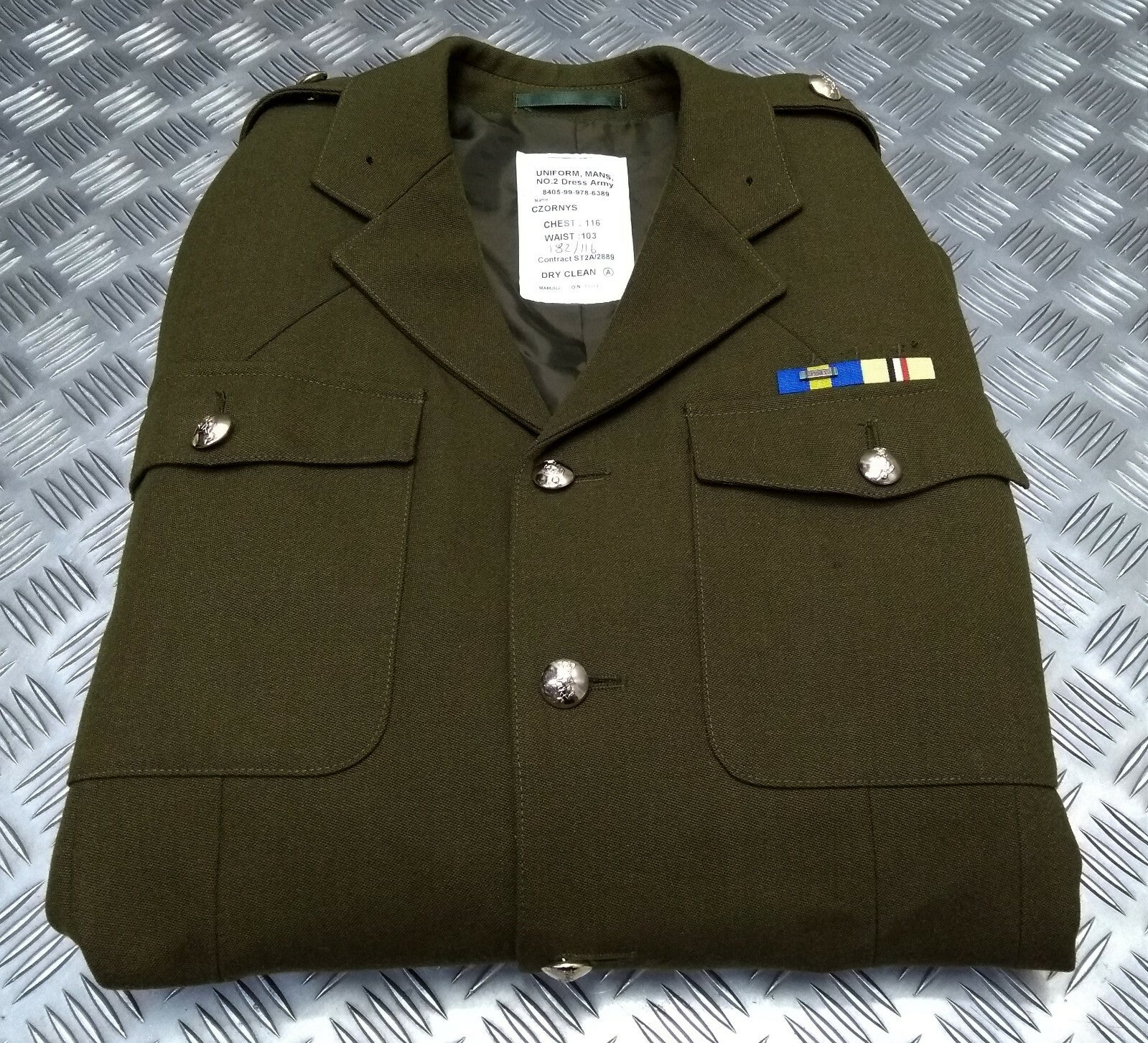 British Army No2 REME Regiment Dress Jacket Fully Buttoned With Insignia Patches EBYT989