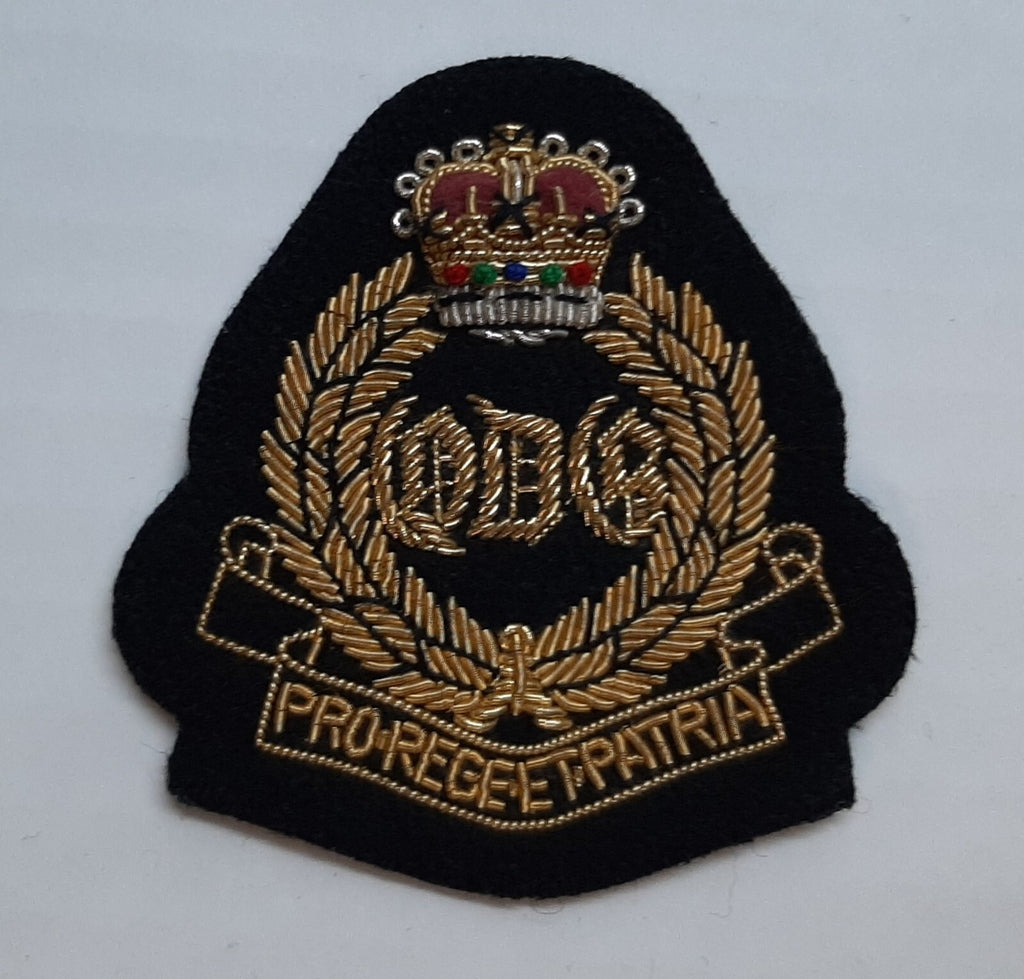 Queens Dragoon Guards Insignia Arm Badge Gold Wire Hand Embroidered QDG NOS
