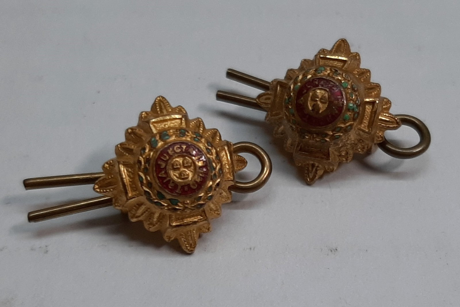 Army Rank Pips Gold with Coloured Tops 1/2 Inch British Officers Insignia Qty 2