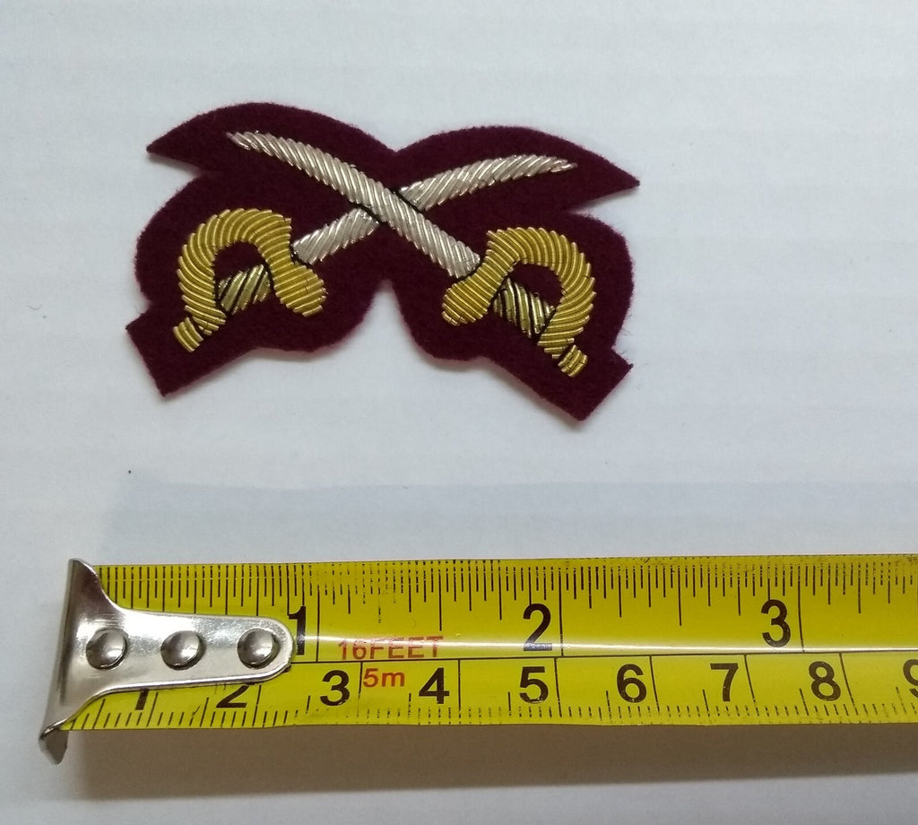 Mess Kit Badge PtI Cross Swords Cherry British Hand Embroidered Insignia Patch