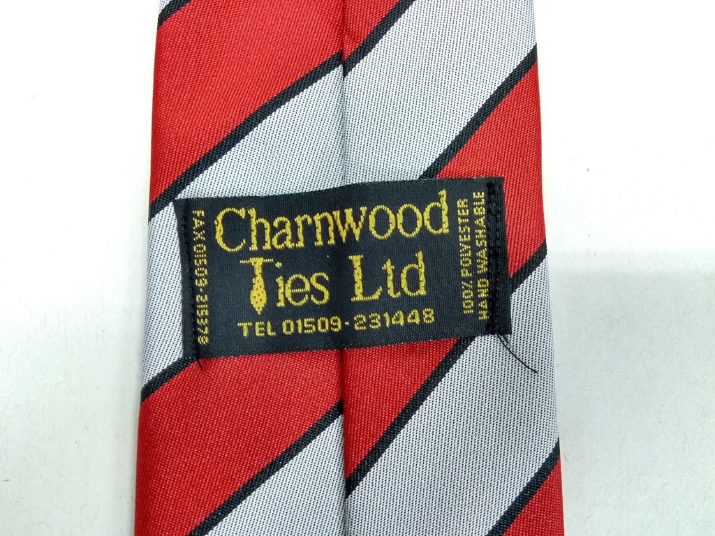 Earlsdon FC ERFC Red Black Grey/White Striped Satin Polyester Tie Charnwood