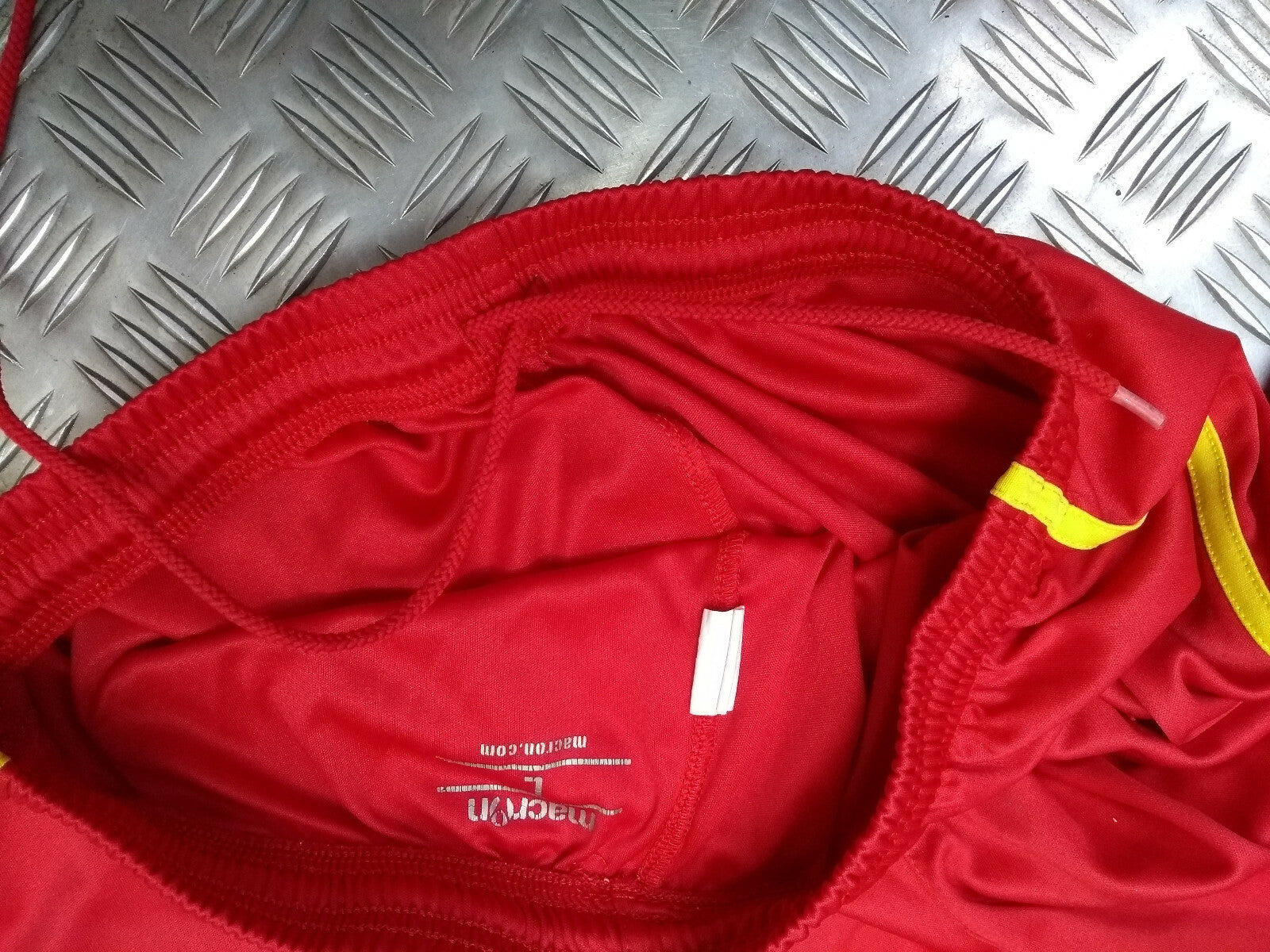 Macron Red Shorts with Drawstring Fastening 100% Polyester Medium - Used