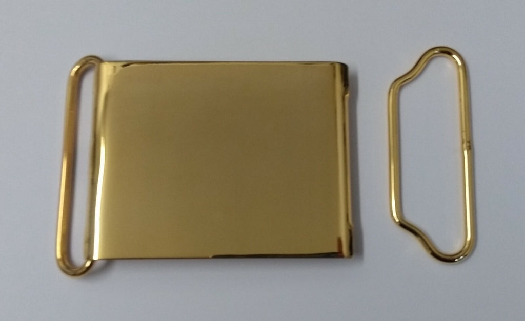 62mm Gilt Buckle Plate type Buckle Set No Insignia British Issue NEW