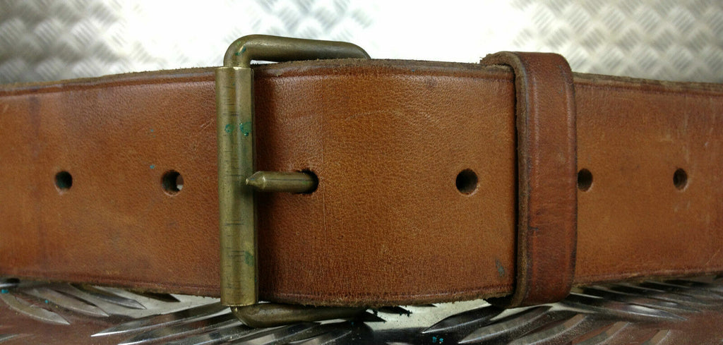 Swedish Army Unique Vintage Brown Leather Trouser Belt - All Sizes Lot1
