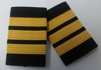 Genuine British Made 3 Rank Bar Gold Lace on Black Slides Epaulettes ASPS400