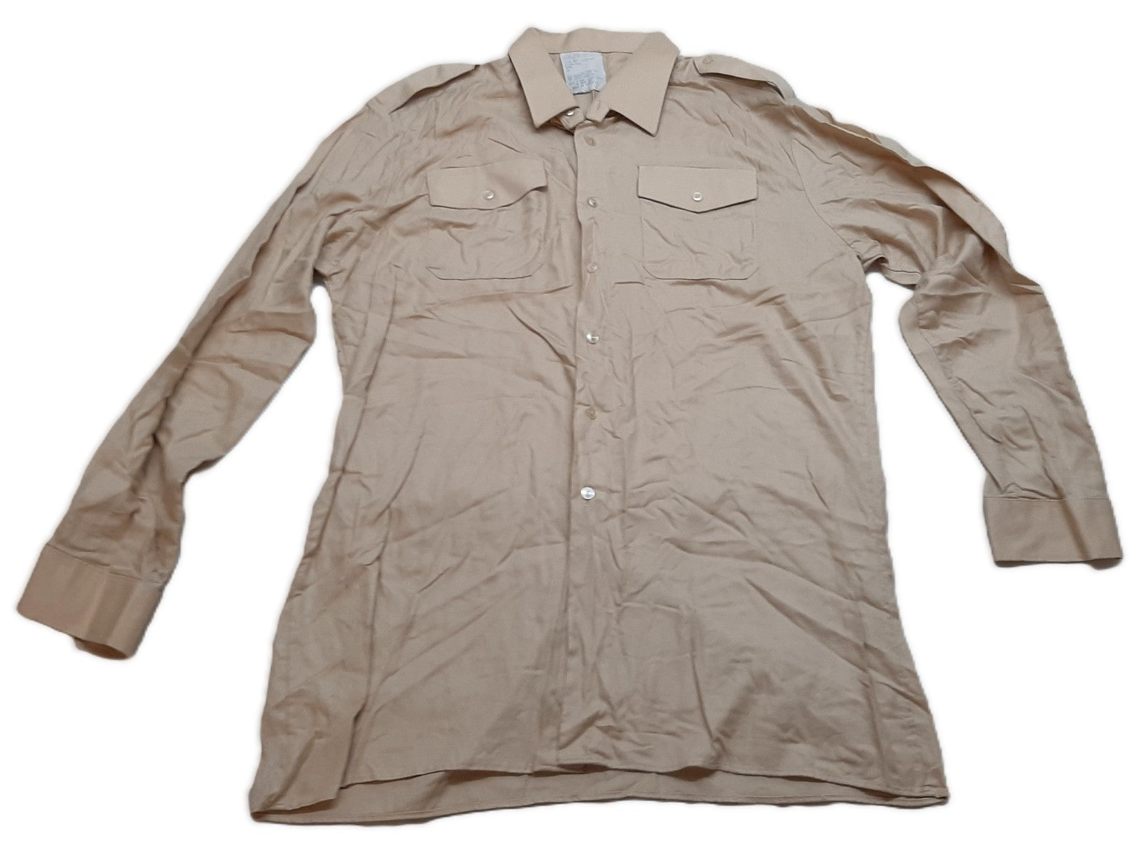 British Army Style Fawn Shirt No2 Dress Old Pattern Long Sleeve Collar 47cm