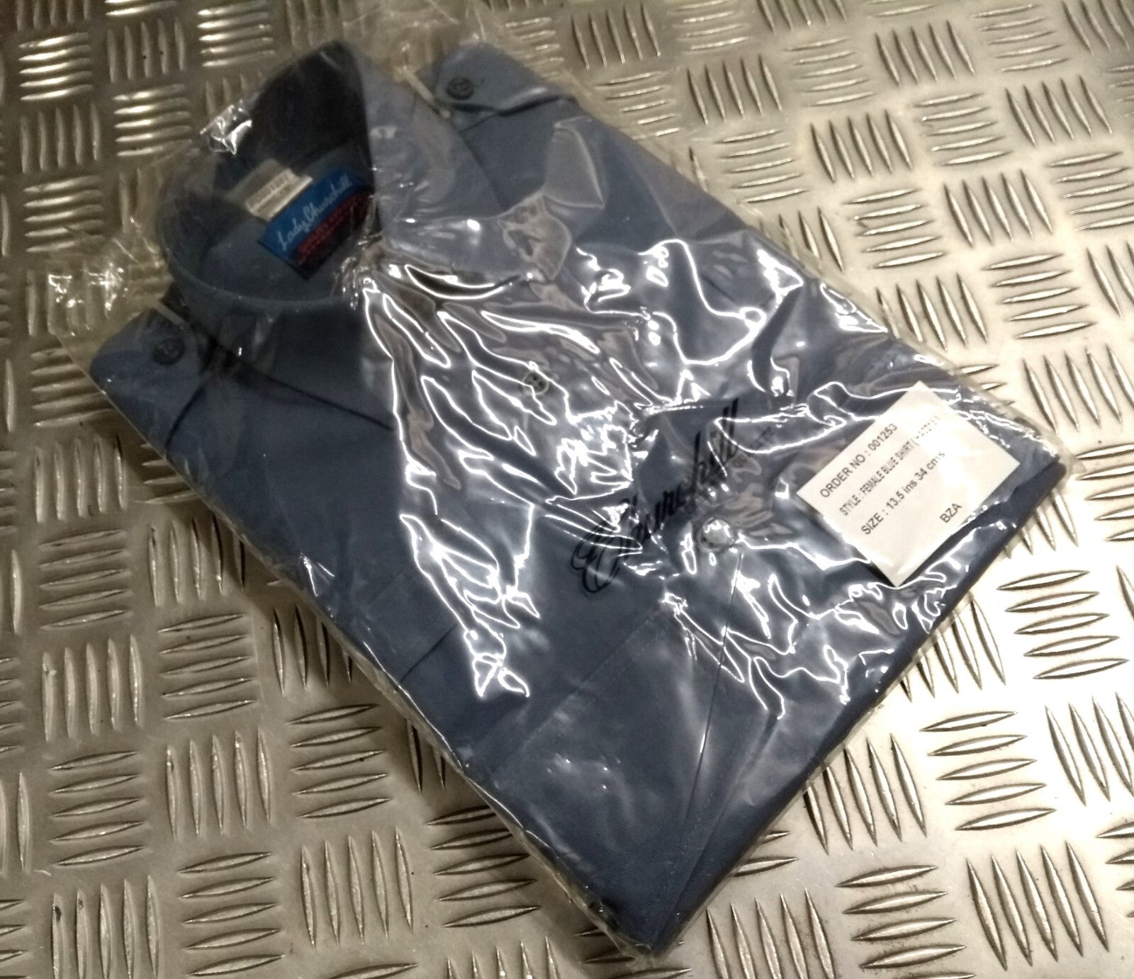Working Uniform Shirt Blue Grey Female Issue Long Sleeve Radio Loops / Epaulette