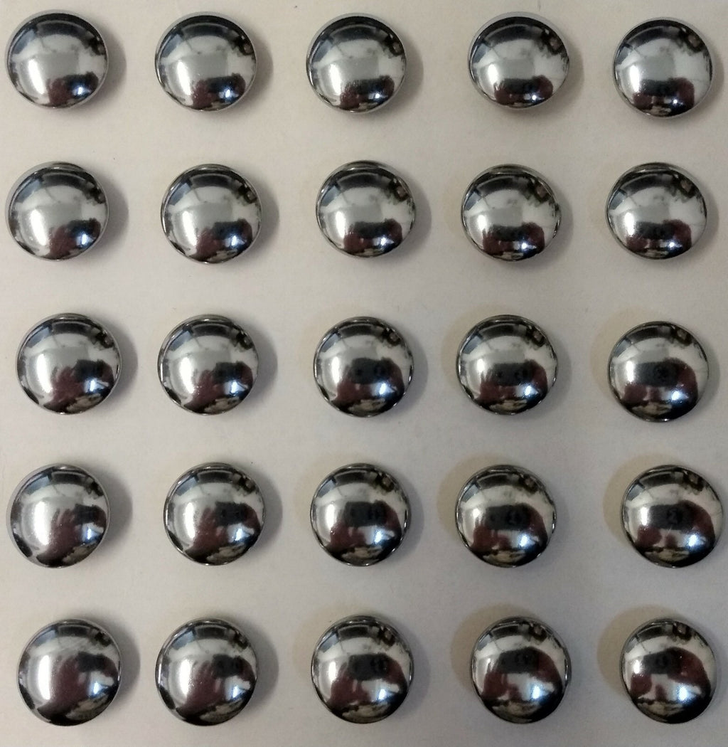 Genuine Vintage Chrome Half Ball Dome Dress Buttons 22L X 25 Buttons ASBT143