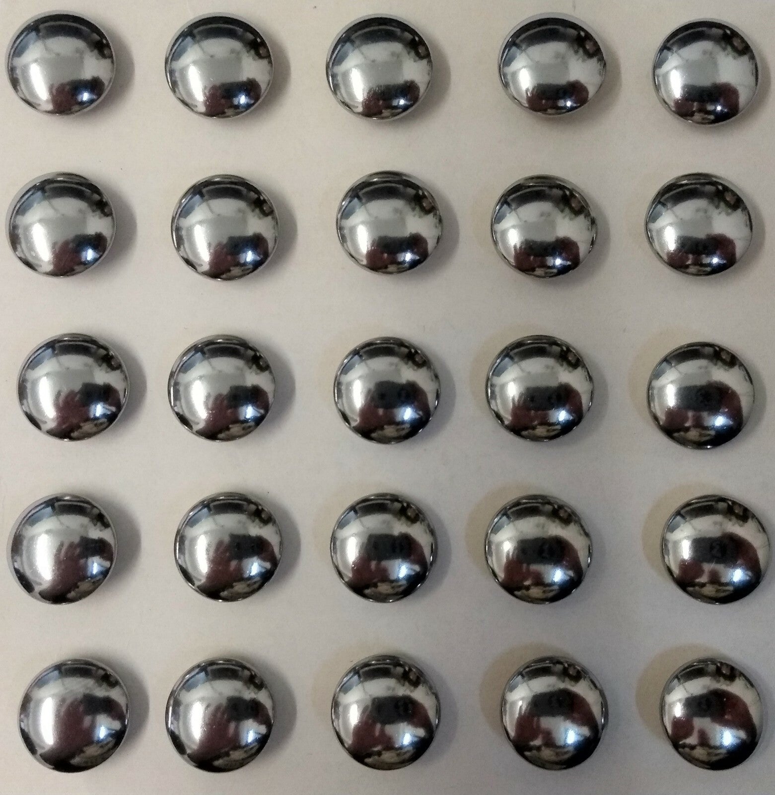 Genuine Vintage Chrome Half Ball Dome Dress Buttons 22L X 25 Buttons ASBT143