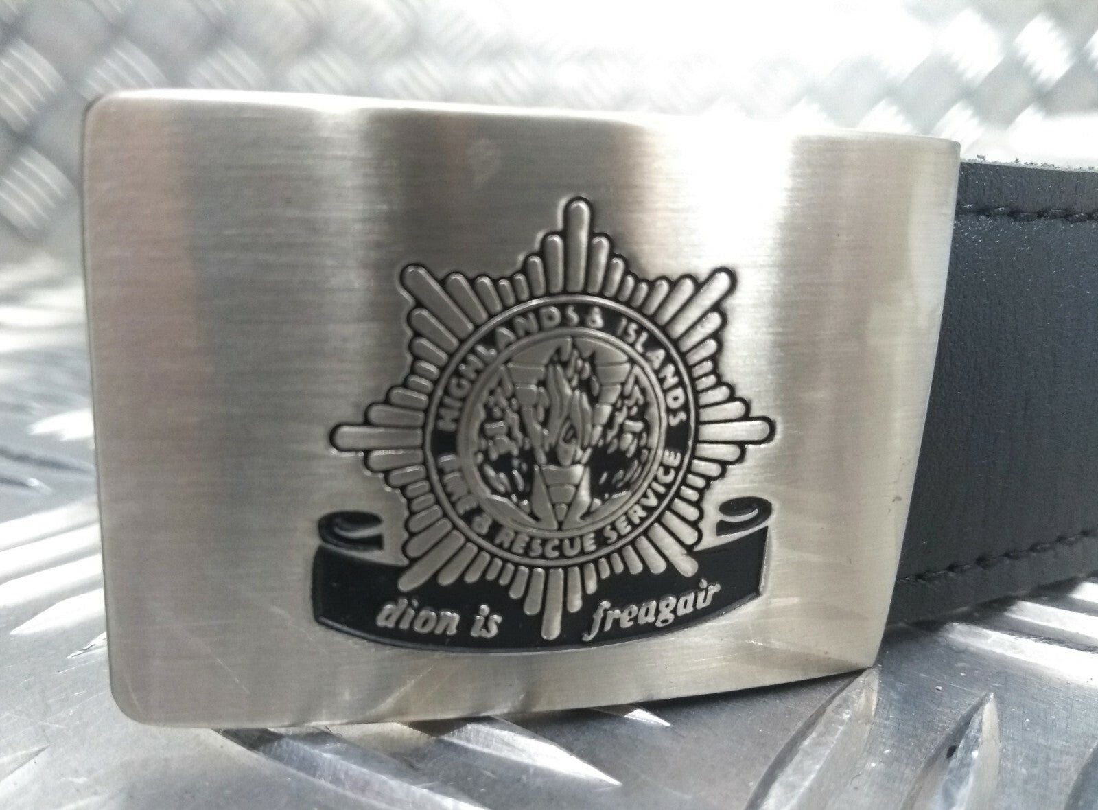 Fire Leather with Chrom Emblem Buckle Belt One Size - NEW