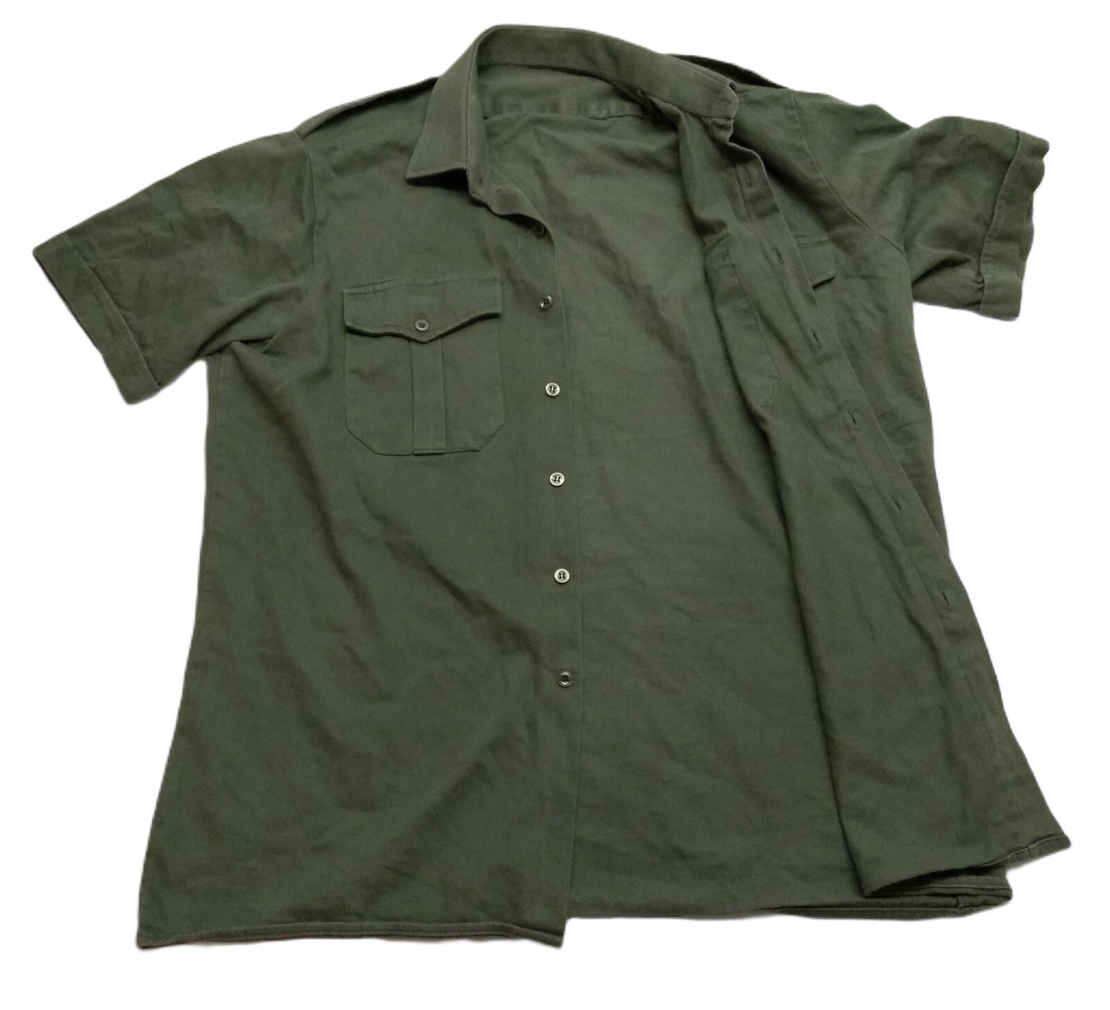 Vintage Combat Shirt Army Olive Green Dress Uniform Short Sleeves Size 15.5