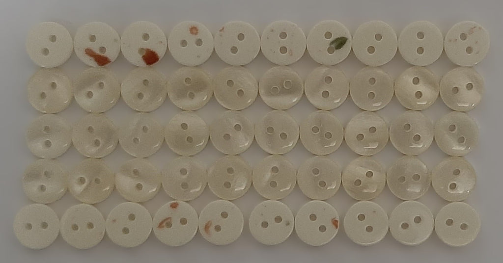 100 Vintage Buttons 2 Hole Shirt / Shank Anchors Pearlesque Cream 8.9mm NOS