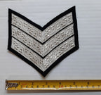 Mess Kit Chevrons Sergeant 3 Silver Bar Black Backed British Army Pattern SGT