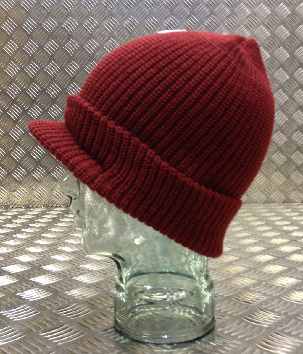 Dark Red / Maroon Peak / Peaked Beanie Hat / Radar Cap - One size - BRAND NEW