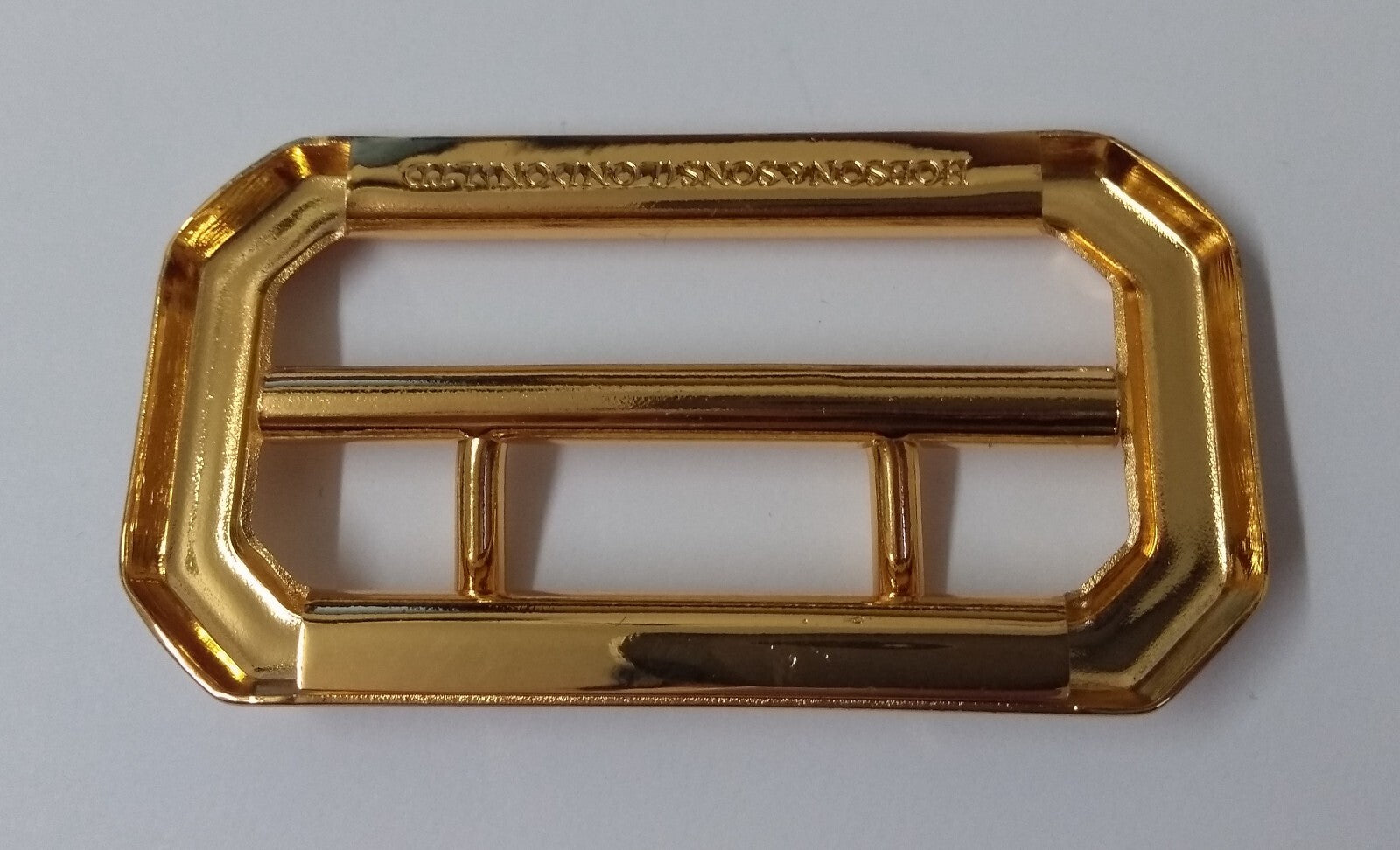 Cloth Belt Buckle 2" Double Prongs High Shine Gold Coloured Made in England NEW