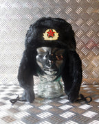 Soviet / USSR Black Cossack Hat w Ear Flaps. All Sizes - Brand NEW