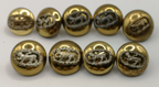 Royal Anglian Mounted Buttons Mixed Sizes and Types set of 12