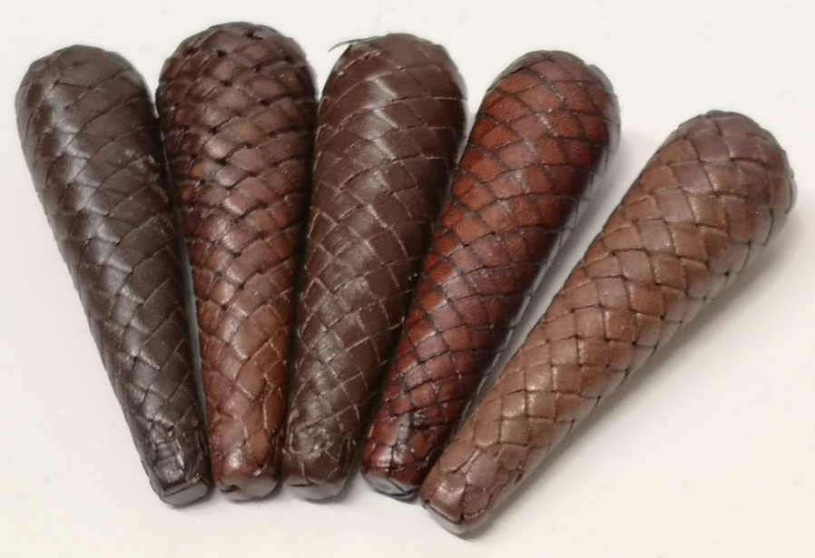 Sword Knot Acorns Brown Leather Bound Replacement Parts set of 5
