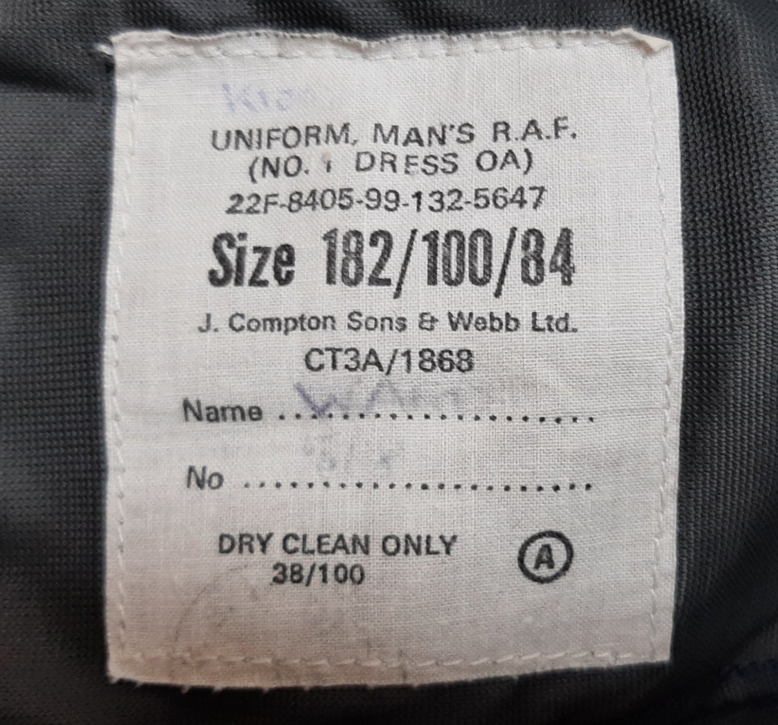 RAF Royal Air Force Dress Trousers Mens Blue - Grey Old Pattern No1 Waist 31"