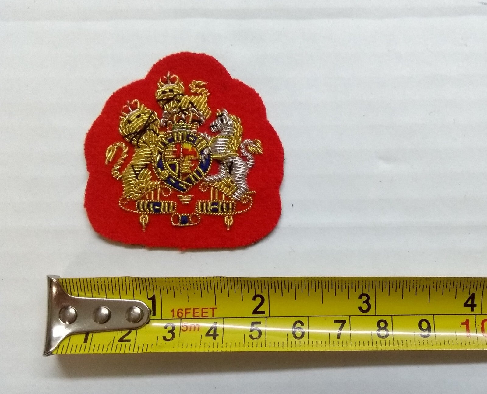Mess Kit Badge WO1 on Red British Hand Embroidered Insignia Arm Patch