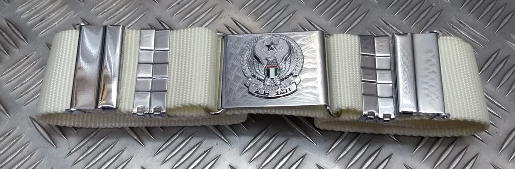 Abu Dhabi Belt White Nylon With Buckle For Ceremonial & Parade Duties