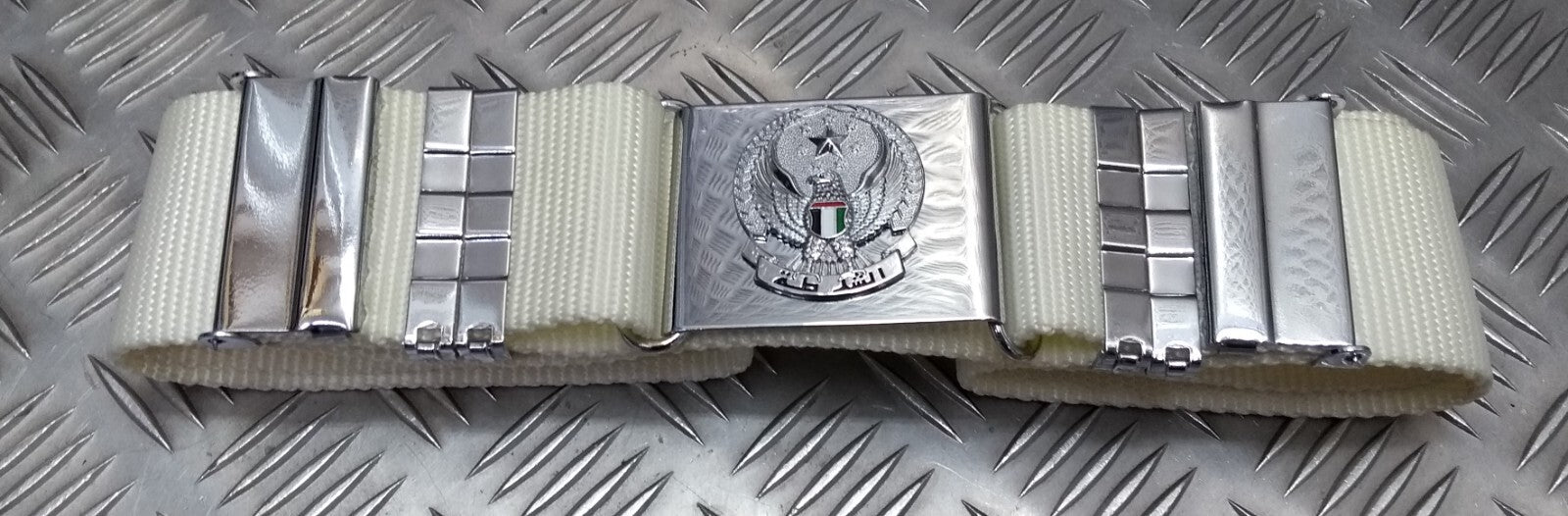 Abu Dhabi Belt White Nylon With Buckle For Ceremonial & Parade Duties
