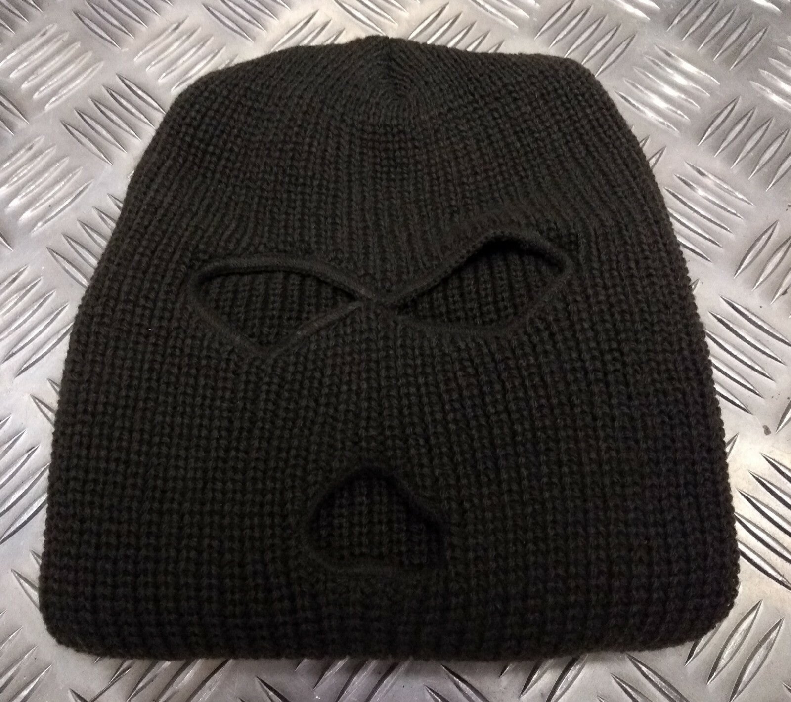 Three (3) Hole Knitted Balaclava, Very Warm - ARMY GREEN - Brand New