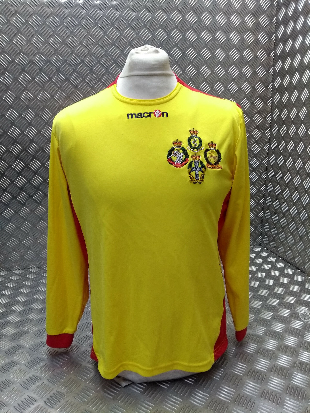 British Army Sport Shirt RAMC QARANC RADV RADC Macron Yellow Long Sleeve with Numbers