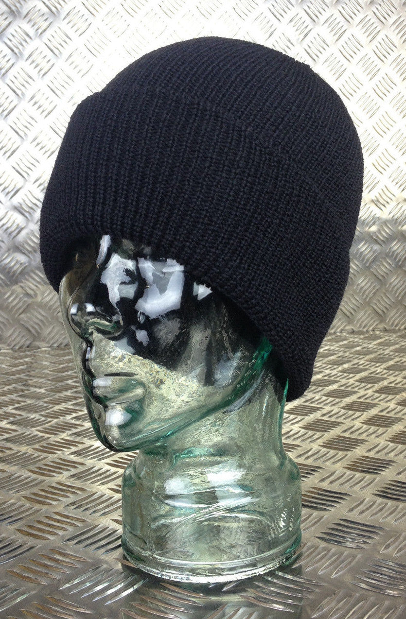 Genuine US Army Black Beanie Hat / Watch Cap 100% Wool - NEW